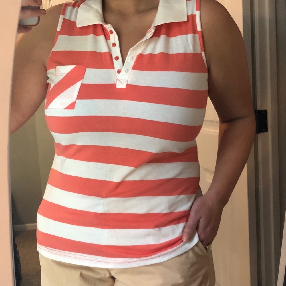 Maurice’s White & Peach Rugby Tank Sz XL